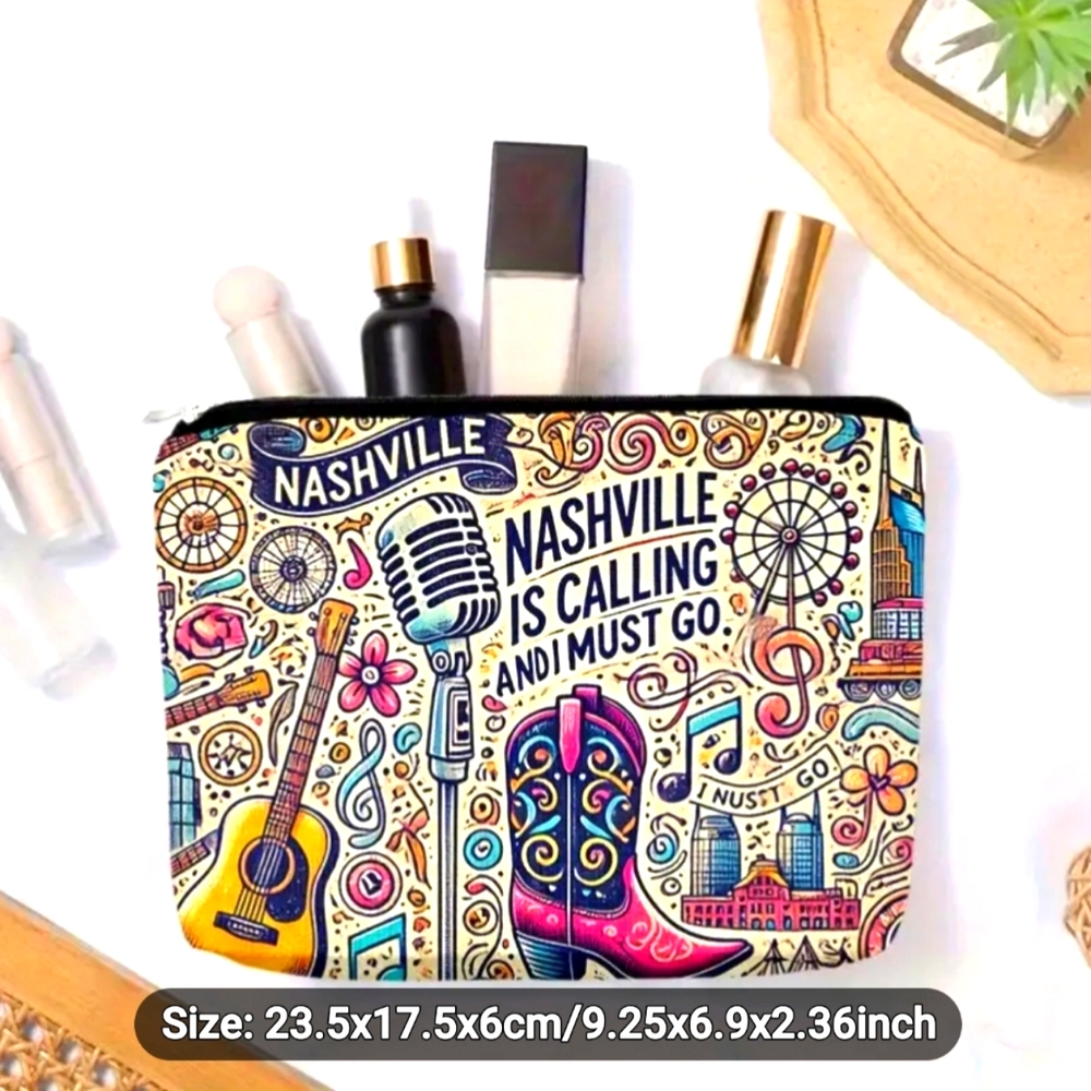 Nashville Themed Cosmetic Pouch